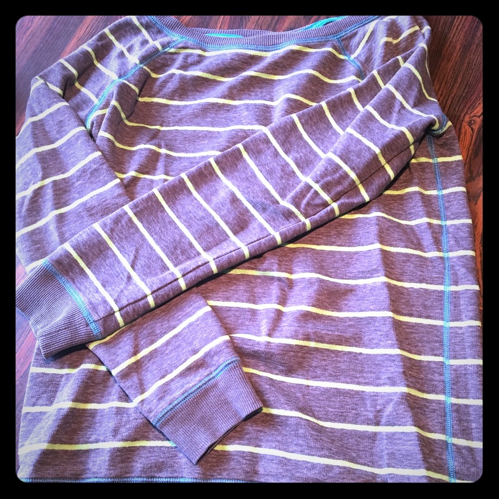 Grey and neon green striped sweater